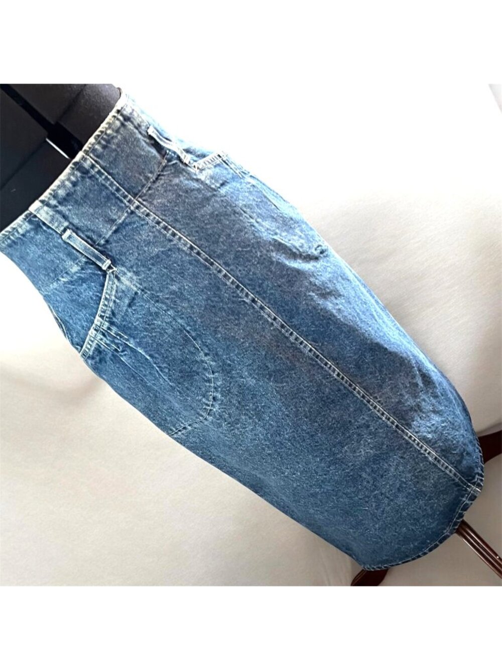 Vintage Sunset Blues Denim Pencil Skirt High Waist Sz S Classic Blue Jean Style